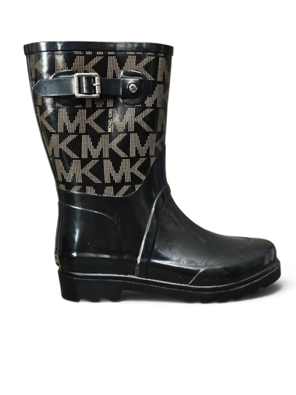 Michael Kors Sutter Monogram Logo Waterproof Rain Winter Boots COA Black Size 8